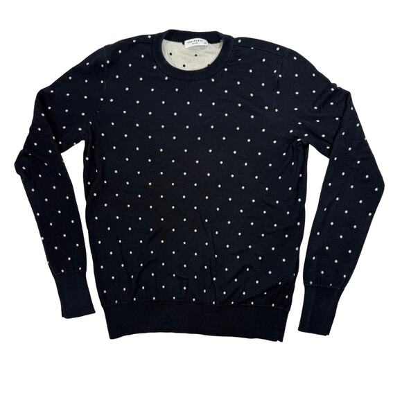 Equipment Femme Women’s Small Silk Sweater Black White Polka Dot - Picture 2 of 5